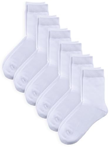 Unisex Kids Boys Girls Soft Cotton School Socks 4 (Small / White)