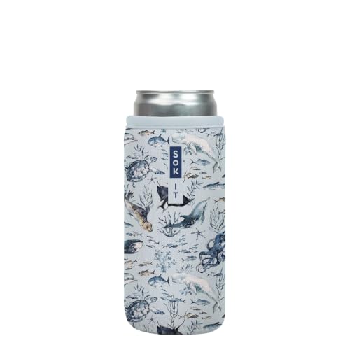 CanSok Sleeve for Beer & Soda Insulated Neoprene Cover (Ocean Echo / 12oz Slim Can Sleeve)
