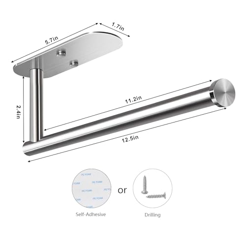 Adhesive Paper Towel Holder Under Cabinet Mount (Silvery / 2 Pack)