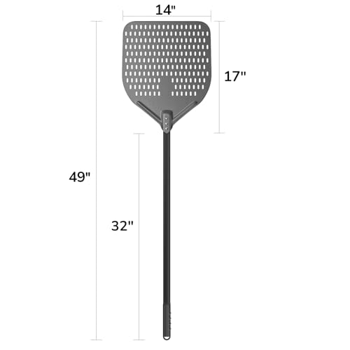 14" x 17" Perforated Pizza Peel (14" - 49 inch overall)