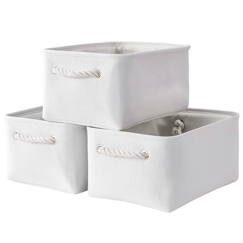 Storage Bins for Shelves (White Color / 3PCS/Medium -13.8Lx9.8Wx6.7H)