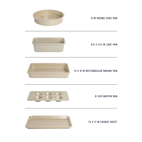 Verlice 5 Piece Carbon Steel Baking Pans Bakeware Set W (5 Count)