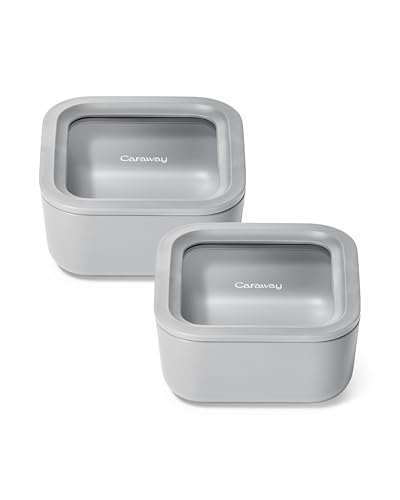 2 Piece Glass Food Storage Set with Lids (Gray / 4.4 Cup Food Storage (2x))