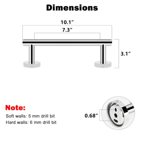 Bath Towel Bar (Chrome Finish / 10 Inch)