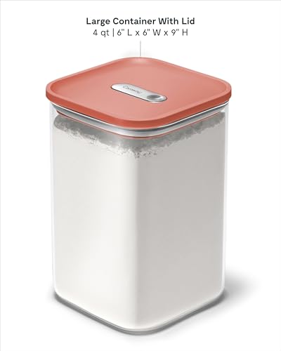 4 qt Glass Airtight Food Storage Container with Lid (Perracotta / 4qt Container)