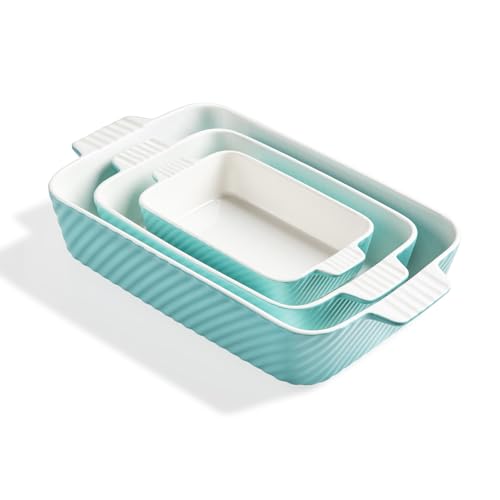 Sweejar Ceramic Baking Dish Set (Turquoise / Set of 3)