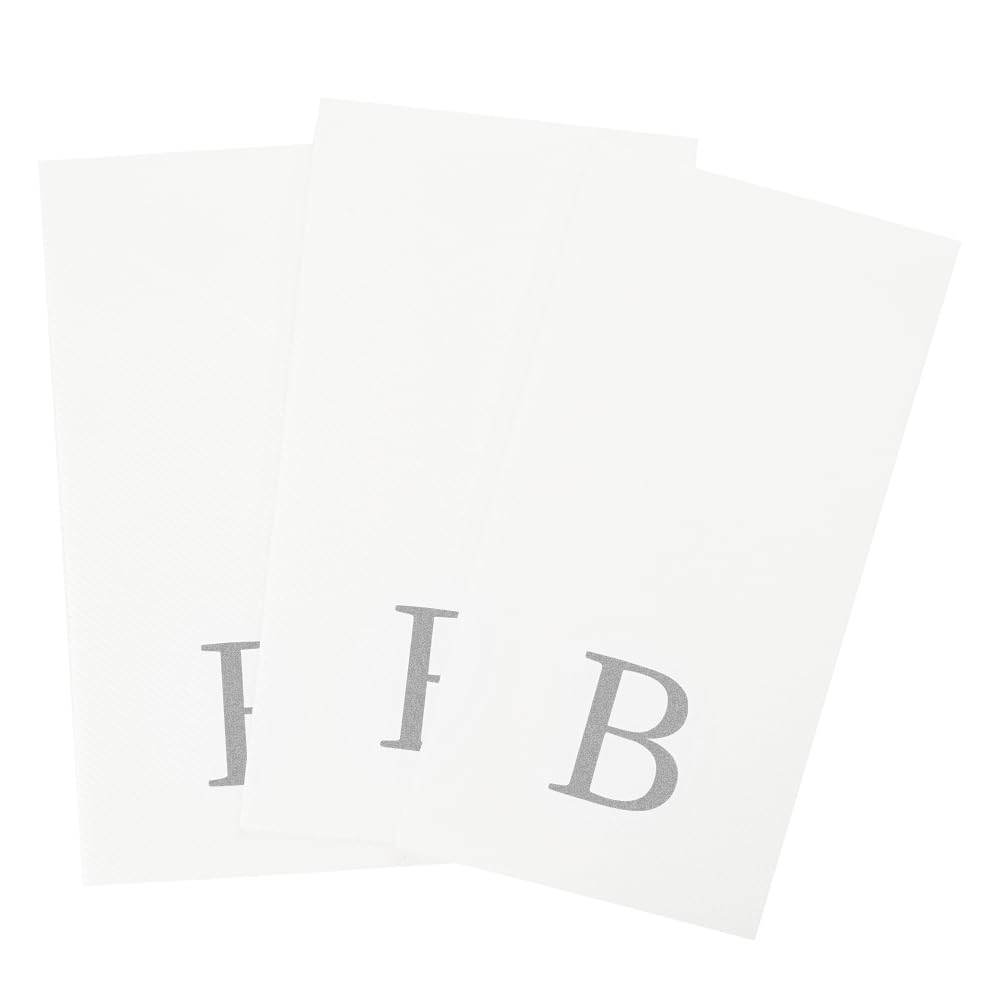 Paper Rectangle Silver Letter B Linen (Silver / 50 Count / B)