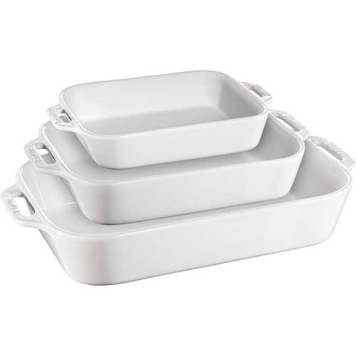 Ceramic 3 pc Rectangular Baking Dish Set (3-pc / White)