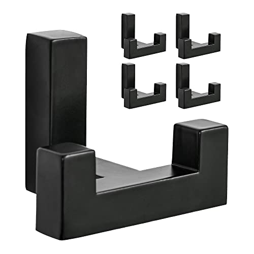5 Pack Heavy Duty Double Claw Coat Hook Wall Mount with Screw Retro Double Coat Hook Utility Hook for Coats (Black)