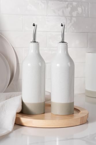 16oz Ceramic Oil Dispenser Bottle (White / 2 Pieces (Milkyway))