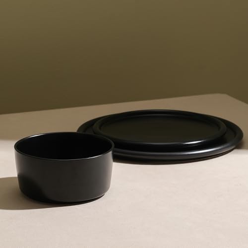 Eden 12 Piece Dinnerware Set Stoneware (Black / 12-Piece - Service for 4)
