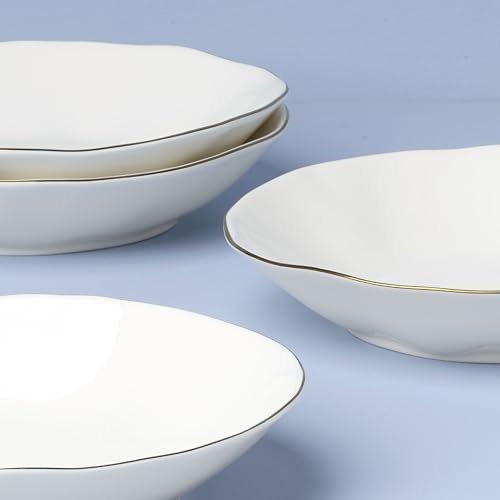 Blue Bay White Porcelain Pasta Bowl Set for 4 (Pasta Bowls, White, Set of 4)