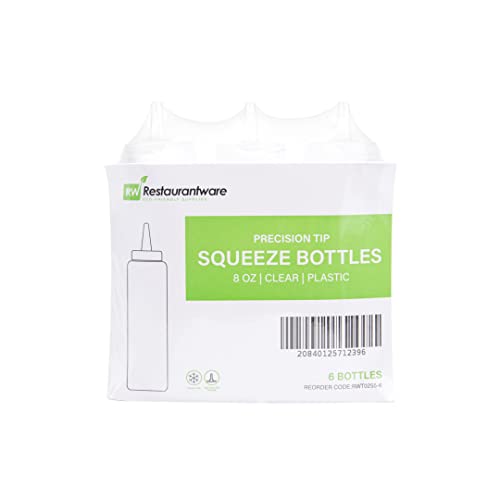 8 oz Plastic Squeeze Bottle 6 Wide Mouth Condiment Bottles with Precision Tip Reusable Freezer (8 Ounces)