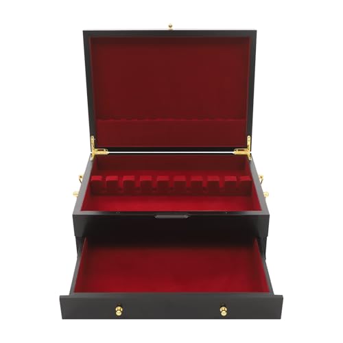 Wooden Silverware Storage Box 2 Layers Silverware Chest Case with Drawer with Handle Lid Flatware Organizer for Kitchen Dining Room