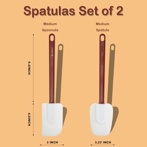 14 INCH Silicone Spatulas Heat Resistant Heavy Duty Rubber Spatulas Commercial Spatulas Set for Kitchen Use Silicone Cooking Utensils Sets of 2 (14 INCH)