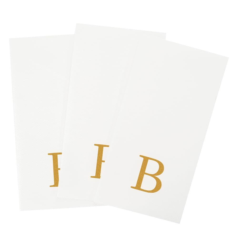 Paper Rectangle Gold Letter B Linen (Gold / 2000 Count / B)