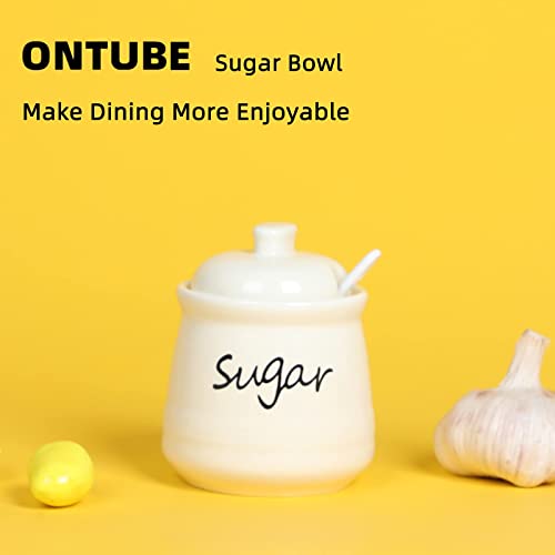 Ceramic Sugar Bowl with Lid and Spoon 12oz (12 Ounce)