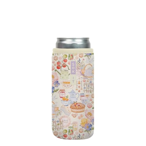 CanSok Sleeve for Beer & Soda Insulated Neoprene Cover (Cottage Core / 12oz Slim Can Sleeve)