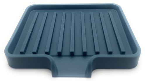 Silicone Soap Dish Tray and Sponge Holder with Drain Chute (2 Count)