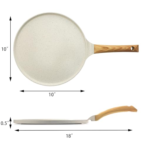10 Inch Nonstick Crepe Pan Ceramic Coating Pancake Pan White (White / 10 Inch)