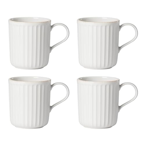 893549 French Perle Scallop 4 (Mugs, Set of 4 / White)