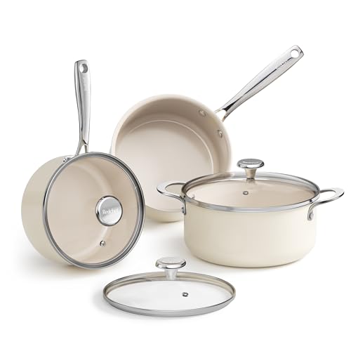 Stock Pot Set with Lid 5Qt (Beige / 6pc Set)