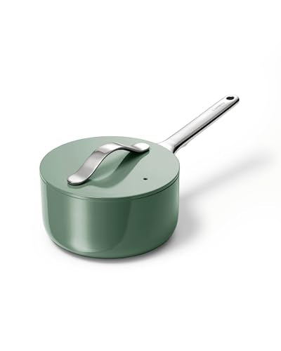Non Stick 1.75 qt Ceramic Sauce Pan with Lid (Sage / 1.75 Qt)