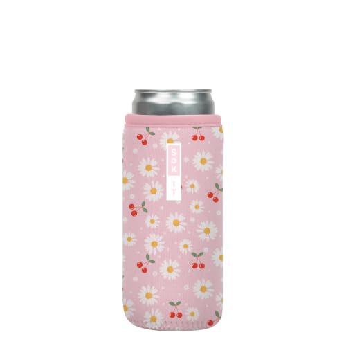 CanSok Sleeve for Beer & Soda Insulated Neoprene Cover (Cherry Bomb / 12oz Slim Can Sleeve)