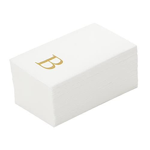 Paper Rectangle Gold Letter B Linen (Gold / 2000 Count / B)