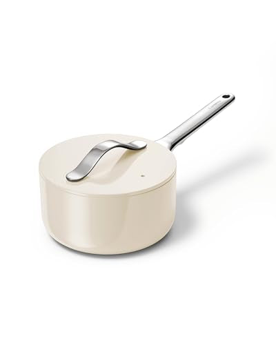 Non Stick 1.75 qt Ceramic Sauce Pan with Lid (Cream / 1.75 Qt)