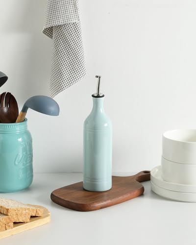 Sweejar Large Ceramic Olive Oil Dispenser Bottle (24 oz, Set of 1 / Light Blue)