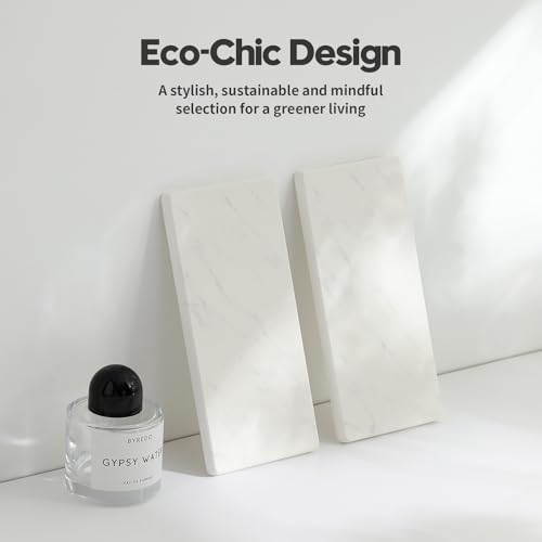 2PCS Diatomite Marble Stone Drying Mat for Kitchen Counter (2 Pack - Marble Pattern - 8"x 3.8")
