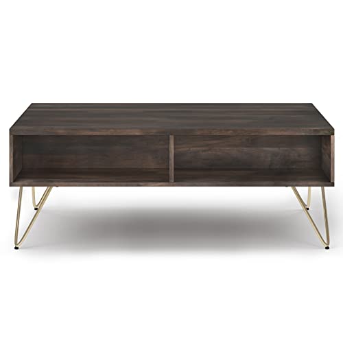 Hunter SOLID MANGO WOOD and Metal 48 inch Wide Rectangle Industrial Lift Top Coffee Table in Ebony for the Living Room and Family Room (Lift Top Coffee Table / 48 inch / Ebony)
