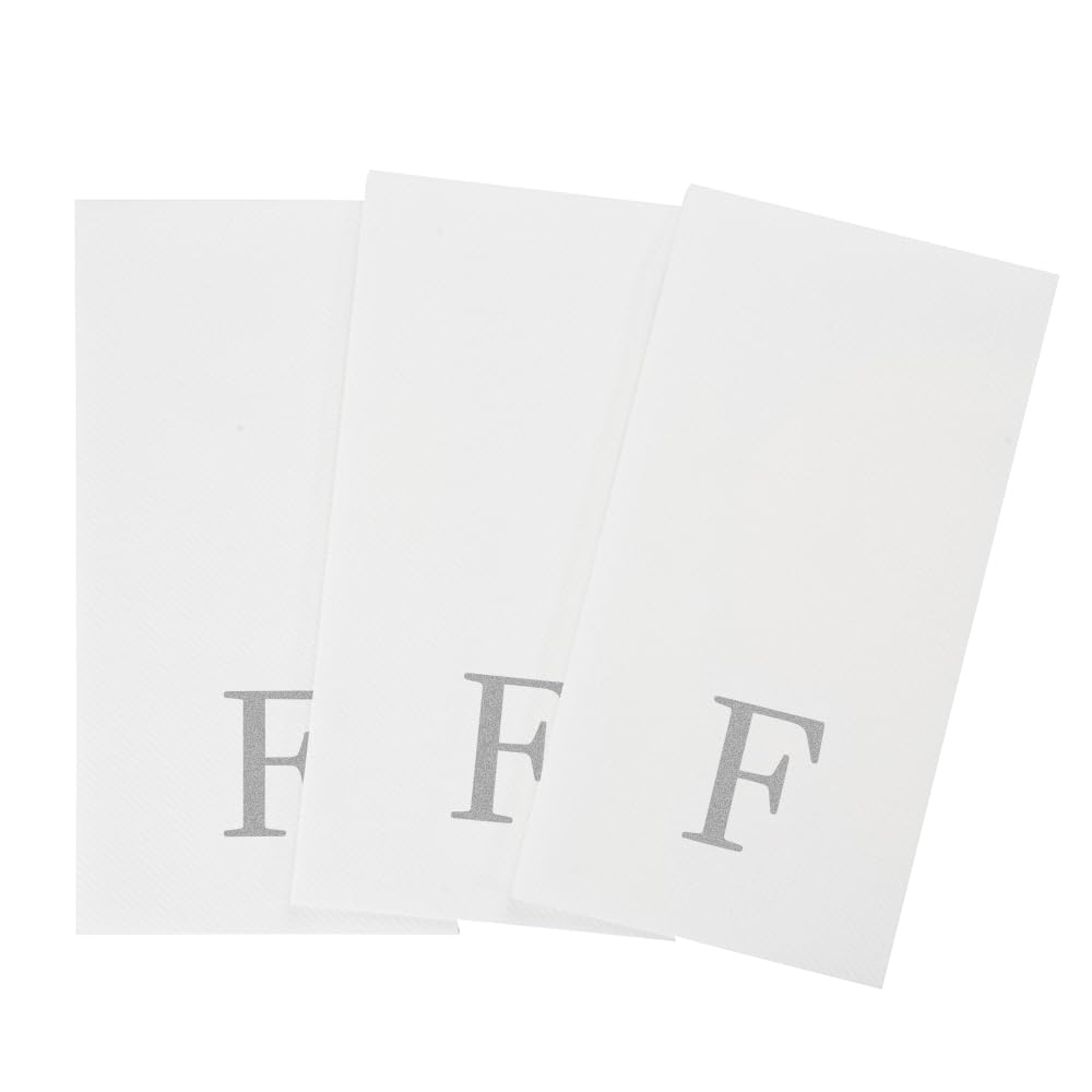 Silver F White Linen Feel Guest Towel Napkin (Silver / 2000 Count / F)