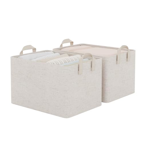 Linen Closet Organizers (Beige（Cotton-linen） / 16 ½" L x 12" W x 10 ¼" H)
