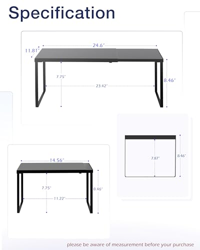 Expandable Cabinet Shelf (Black / 11.8’’D * 14.56-24.6’’W * 8.46’’H)