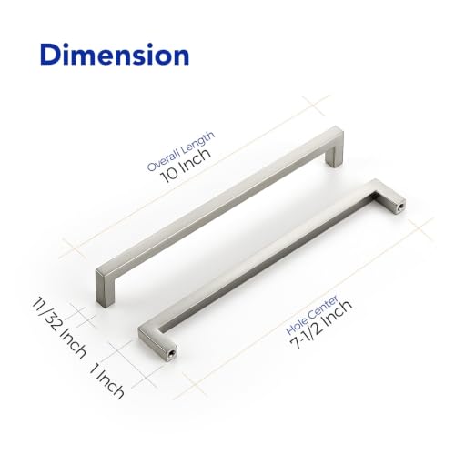 Brushed Nickel Cabinet Handles Cabinet Pulls 7 (Brushed Nickel / Flat Black 7-1/2'' Hole Center)