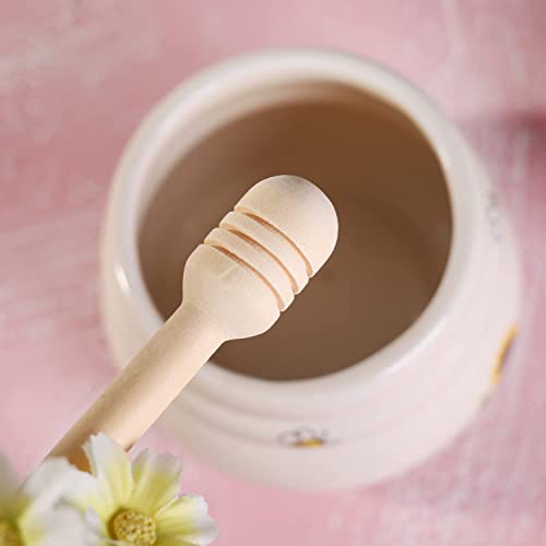 Ceramic Honey Jar With Wooden Honey Dipper (Honey Jar-Bee)