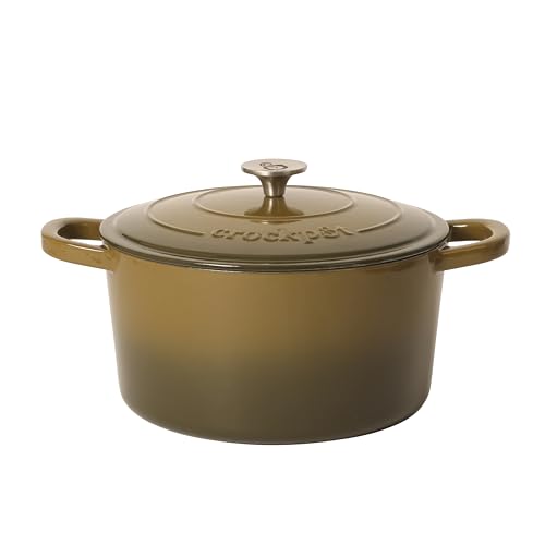 Artisan 5 Quart Enameled Cast Iron Dutch Oven Pot with Lid (Gradient Sage Green / 5-Quart)