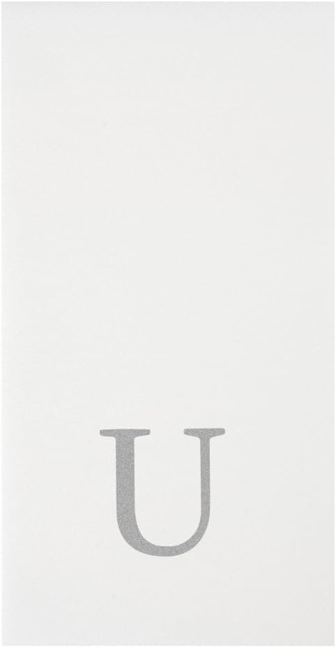 Luxenap 15.8 X 7.9 Inch Linen-Feel Guest Towels, 2000 Lettered Hand Towels - Silver Letter 'U', Sans Serif Font, White Paper Dinner Napkins, airlaid, For Restrooms And Tables - Restaurantware