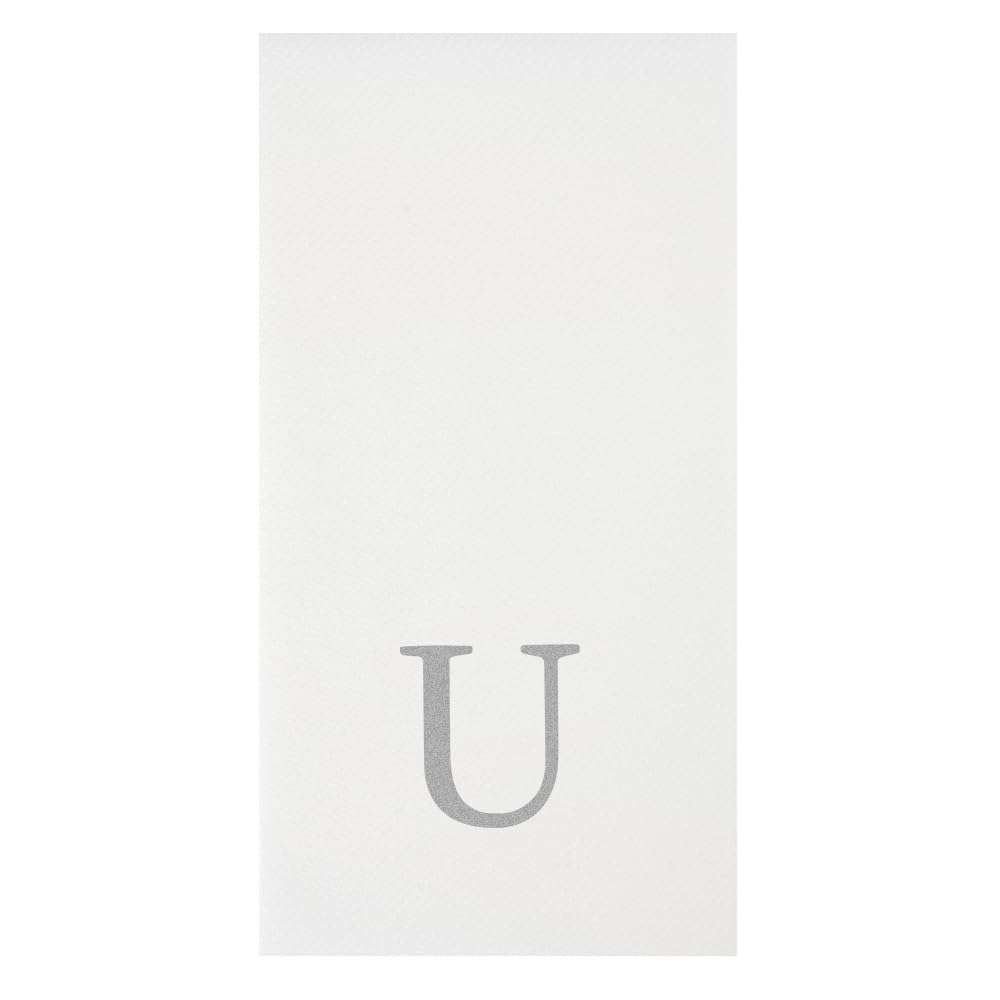 Silver U White Linen Feel Guest Towel Napkin (Silver / 2000 Count / U)