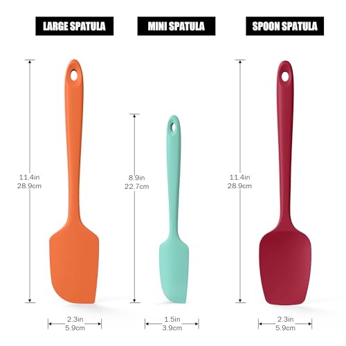 600°F Heat Resistant Silicone Spatula Scrapers (Set of 3 / Multicolor 5)