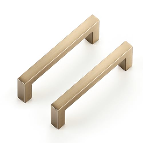 Champagne Bronze Cabinet Handles Solid Cabinet Pulls 3 Inch 30 Pack (Champagne Bronze / Flat Black 3'' Hole Center)