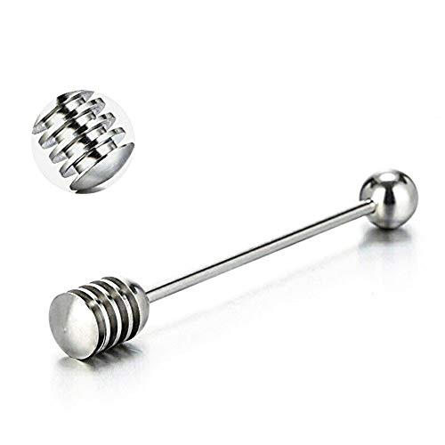 Honey Dipper Stick Stainless Steel Wand for Honey Pot Containers (1 Pcs Silver)