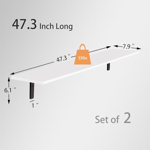 Long Wall Shelves (White / 47.3 Inch)