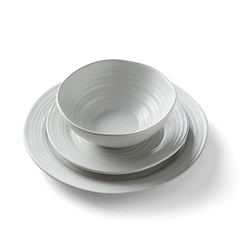 White Ridge Piece Dinnerware Set (White / 12-Piece Dinnerware Set)