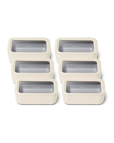 6 Piece Glass Food Storage Set with Lids (Cream / 6.6 Cup Food Storage (6x))