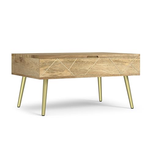 Jager 36" Wide Solid Mango Wood Lift Top Coffee Table in Natural