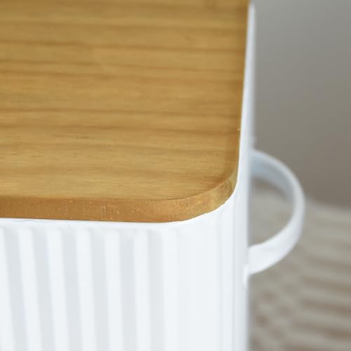 Vertical Stripes Extra Large Space Saving Farmhouse Bread Box with Wood Lid