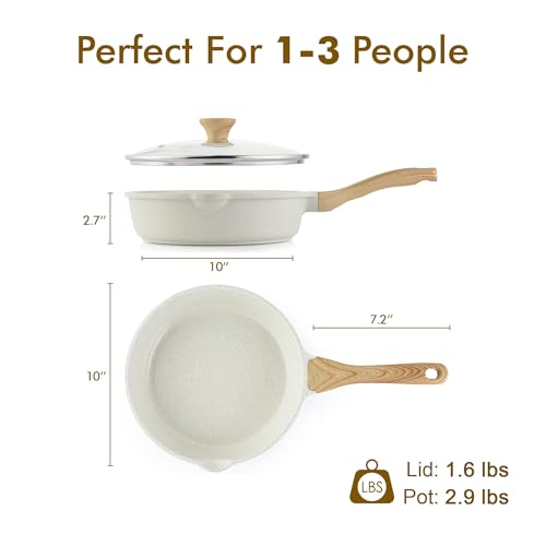 Nonstick Ceramic Saute Pan 10 Inch (Ceramic White / 10-inch/3.5QT)